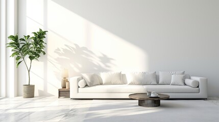 Fototapeta na wymiar Modern living room interior with white wall