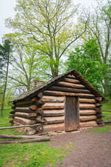Cabins at Valley Forge National Historical Park, Revolutionary War encampment, northwest of Philadelphia, in Pennsylvania, USA