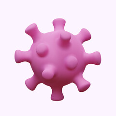 Pink round bacteria, 3D virus closeup. Vector image of coronavirus on white background