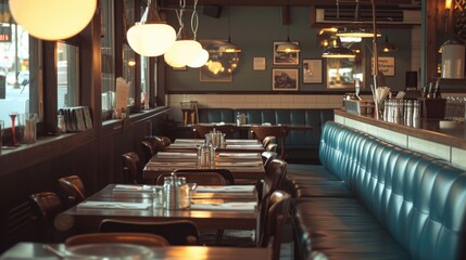 Retro Diner Interior in Warm Light