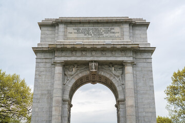 Fototapeta na wymiar The United States National Memorial Arch, Valley Forge National Historical Park, Revolutionary War encampment, northwest of Philadelphia, in Pennsylvania, USA