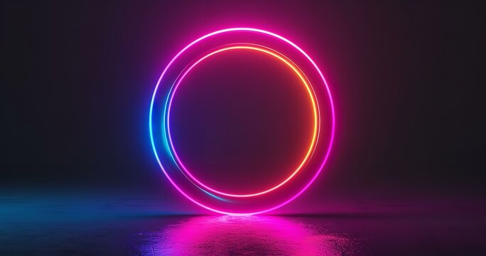 A portal of neon! A mesmerizing ring of glowing gas, its rainbow hues pulsating against a stark black backdrop