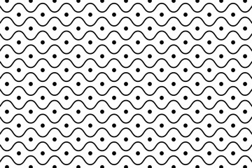 Wavy black lines background with circles