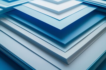 Stack of Blue and White Paper