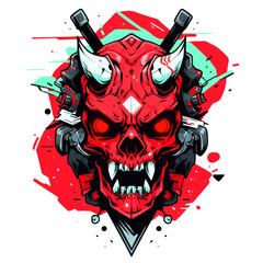 Art Illustration skull warrior style abstraction, sticker, print t-shirt design PNG transparent
