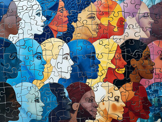 Naklejka premium Mosaic puzzle portraying the diversity within the Parkinson's community.