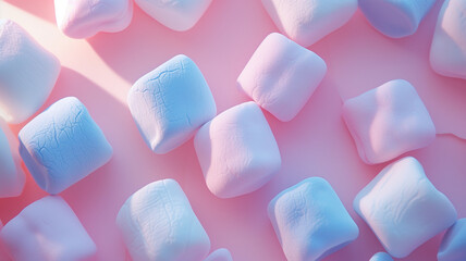 marshmallows in pastel shades of pink and blue