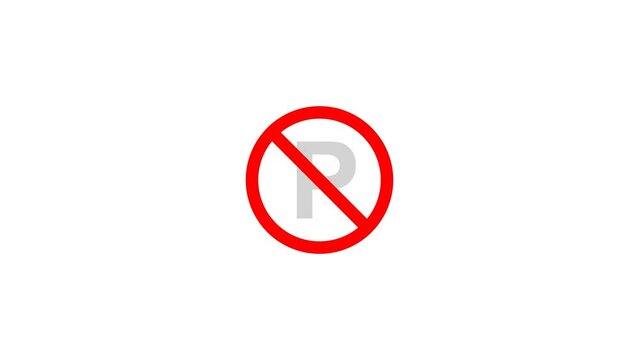 No parking sign icon animation. Transparent background. 4K Video