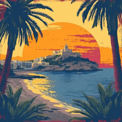 Zanzibar island  travel stickers for print on demand or a t-shirt design concept - obrazy, fototapety, plakaty