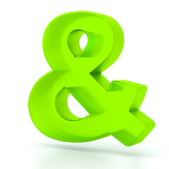 Ampersand symbol green glass icon. Illustration for graphic design, ui ux design, presentation or background