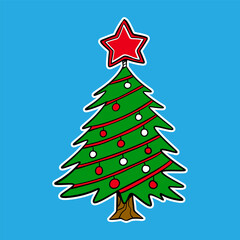 Isolated christmas tree cartoon illustration