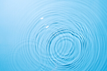 top view sky blue water rings, Close up water droplets, water surface