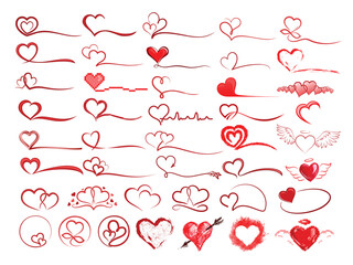 A big set of stylized hearts symbols.
