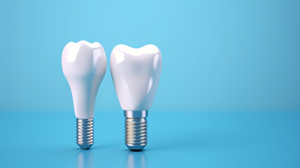 A Dental implant against blue background