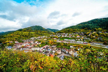 View of the town of Hornberg in the Black Forest. City in Baden-Württemberg with the surrounding...