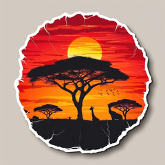 Africa travel theme stickers for print on demand or a t-shirt design concept - obrazy, fototapety, plakaty