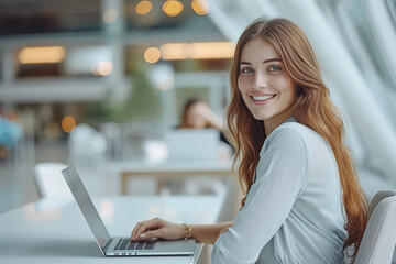Smiling Woman Office IT-Specialist - Confident and Approachable Tech Professional, Perfect for Corporate and Digital Contexts, Generated AI