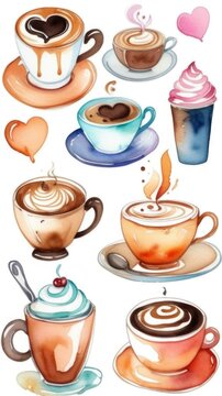 Watercolor Painted Coffee