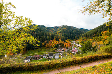 View of the town of Hornberg in the Black Forest. City in Baden-Württemberg with the surrounding...