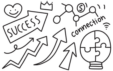 success work life. hand drawn doodle. isolated on white background