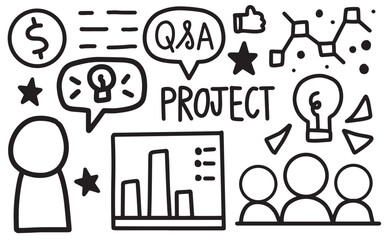 working project. hand drawn doodle. isolated on white background