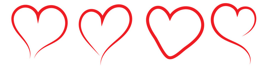 Red heart icons set vector. Suitable for Valentine day, Mother day, Women day, wedding, sticker, greeting card. February 14th