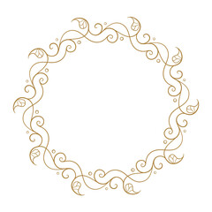 Vector round floral frame with ivy leaves decoration. Vintage style ivy stems wreath.