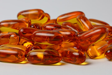 Omega-3 capsules on a white background
