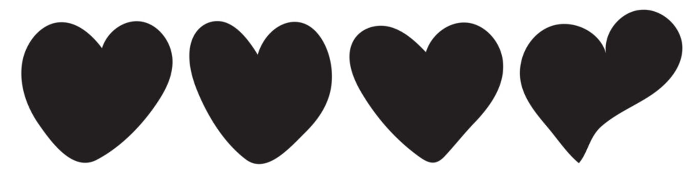 Black heart icons set vector. Suitable for Valentine day, Mother day, Women day, wedding, sticker, greeting card. February 14th