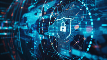 Naklejka na ściany i meble global protection cyber security virtual concept