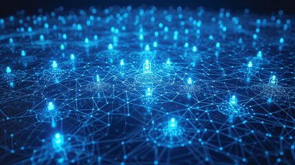 Obraz premium business network concept with blue light background