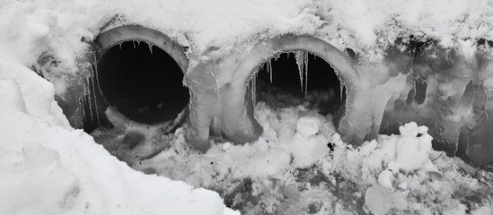 In winter, the ice trumpeted from the storm drains in black and white.
