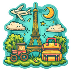 Obraz na płótnie Canvas Paris travel stickers for print on demand or a t-shirt design concept
