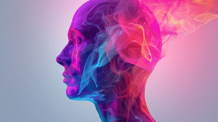 multicolored abstract portrait, headshot poster cover design illustration, conceptual digital art