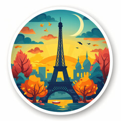 Paris  travel stickers for print on demand or a t-shirt design concept