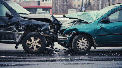 Car crash from car accident on the road