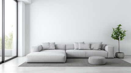 Fototapeta na wymiar Modern living room interior with white wall