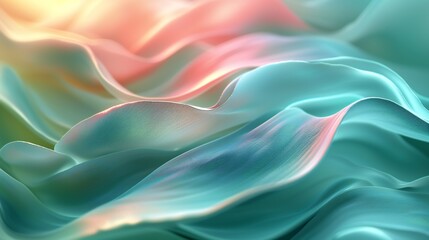 Fototapeta premium Ethereal Ebb: Aloe vera leaf depicted in 3D waves, flowing with calming hues and fluid forms.
