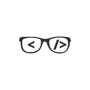 Programmer coder glasses icon isolated on transparent background