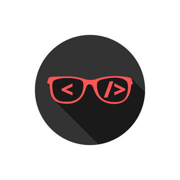Programmer coder glasses icon isolated on transparent background