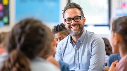 Male Teacher Engaging with Students