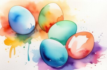 Easter eggs painted in watercolor