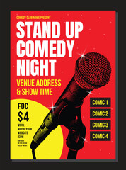 Stand Up Comedy Night live poster, for comic or stand up comedy, live performance poster or flyer