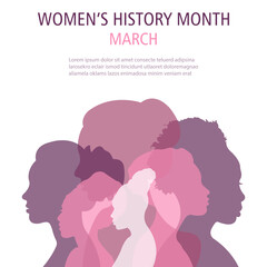 Women's History Month banner.Flat vector illustration.