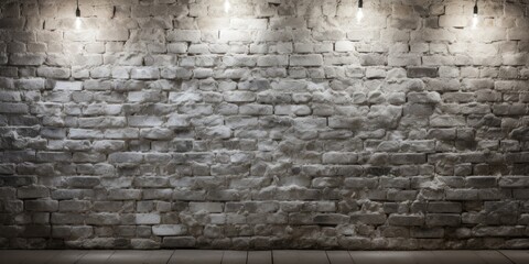 White brick wall with sparkling Christmas lights, ideal backdrop for any occasion.
