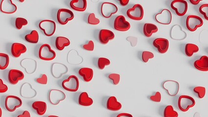 animation of red hearts randomly appearing on the surface