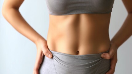 Fototapeta na wymiar Close-up of flat stomach woman