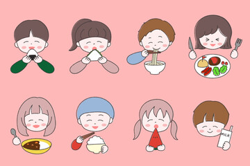 笑顔でごはんを食べる子どもたち