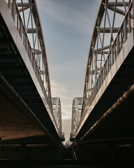 A view from under the railway bridge with a church on background