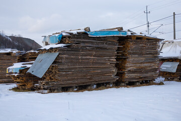 Deski, stos desek, tartak © Ignacy